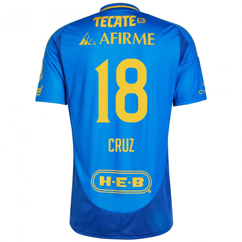 Mænd Belen Cruz #18 Blå Gul Udebane Spillertrøjer 2024/25 Trøje T-Shirt