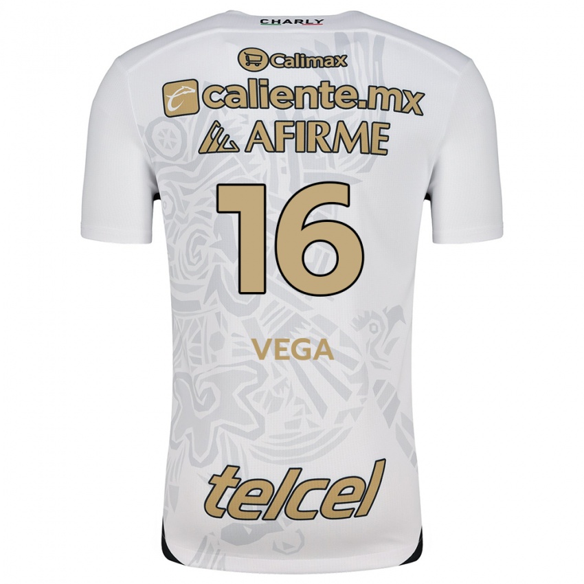 Mænd Jesús Vega #16 Hvid Sort Udebane Spillertrøjer 2024/25 Trøje T-Shirt