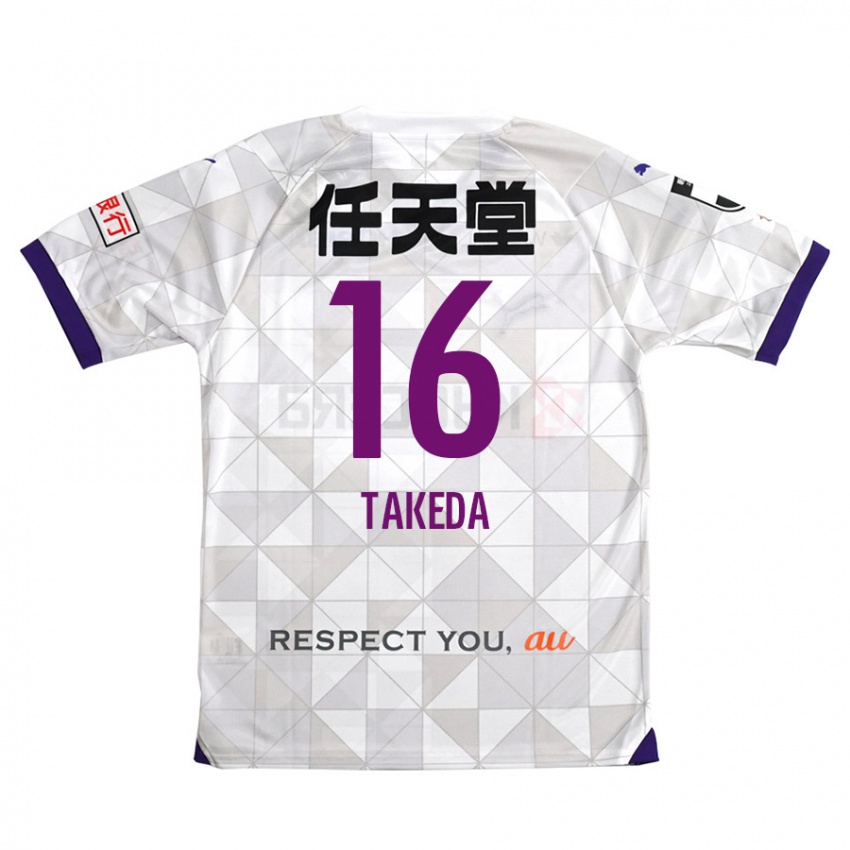 Mænd Shohei Takeda #16 Hvid Lilla Udebane Spillertrøjer 2024/25 Trøje T-Shirt