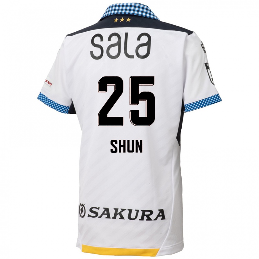 Mænd Shun Nakamura #25 Hvid Sort Udebane Spillertrøjer 2024/25 Trøje T-Shirt