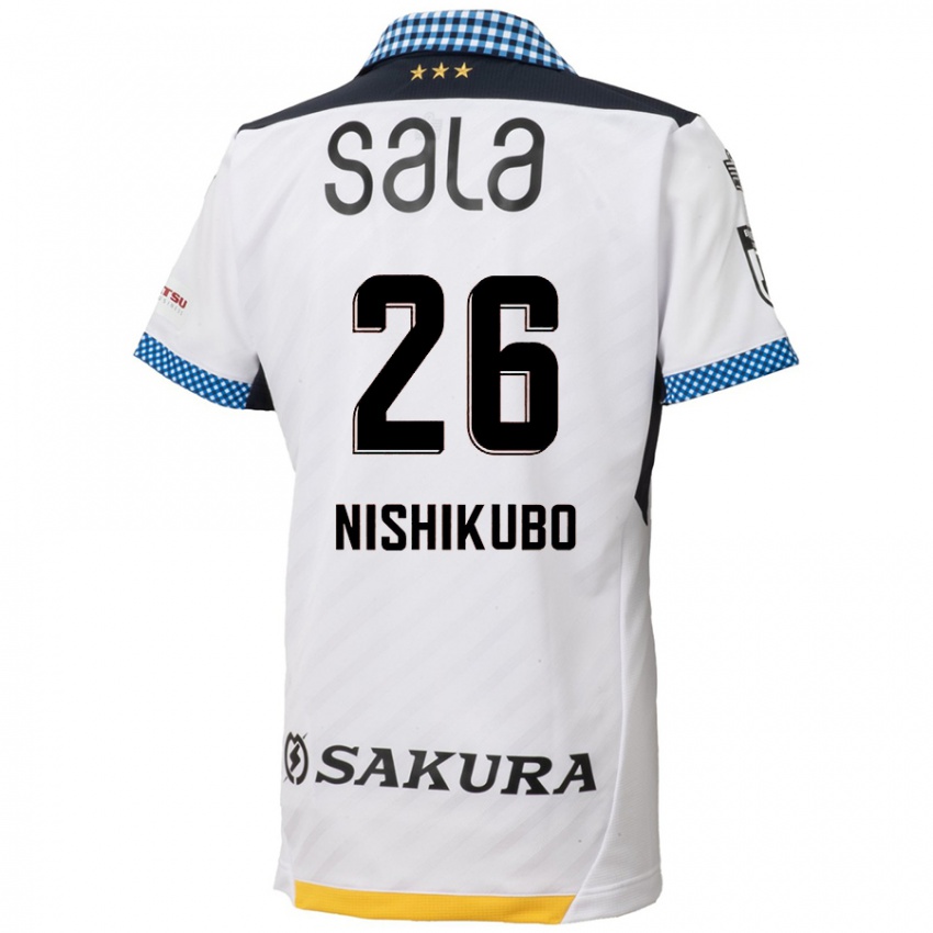 Mænd Shunsuke Nishikubo #26 Hvid Sort Udebane Spillertrøjer 2024/25 Trøje T-Shirt