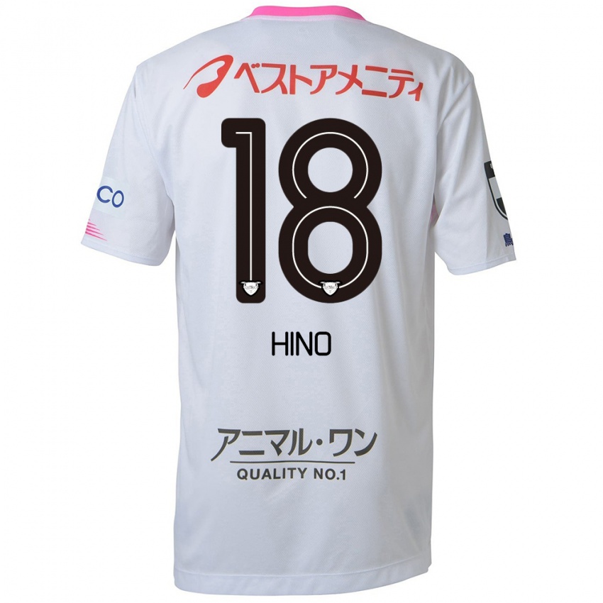 Mænd Shota Hino #18 Hvid Blå Lyserød Udebane Spillertrøjer 2024/25 Trøje T-Shirt