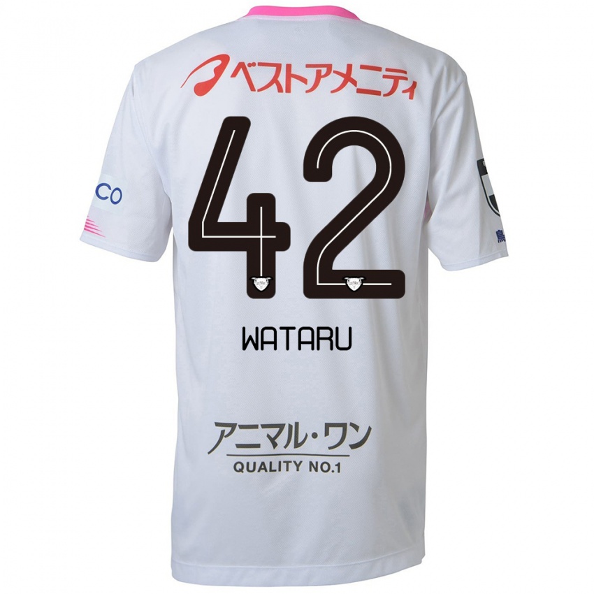 Mænd Wataru Harada #42 Hvid Blå Lyserød Udebane Spillertrøjer 2024/25 Trøje T-Shirt