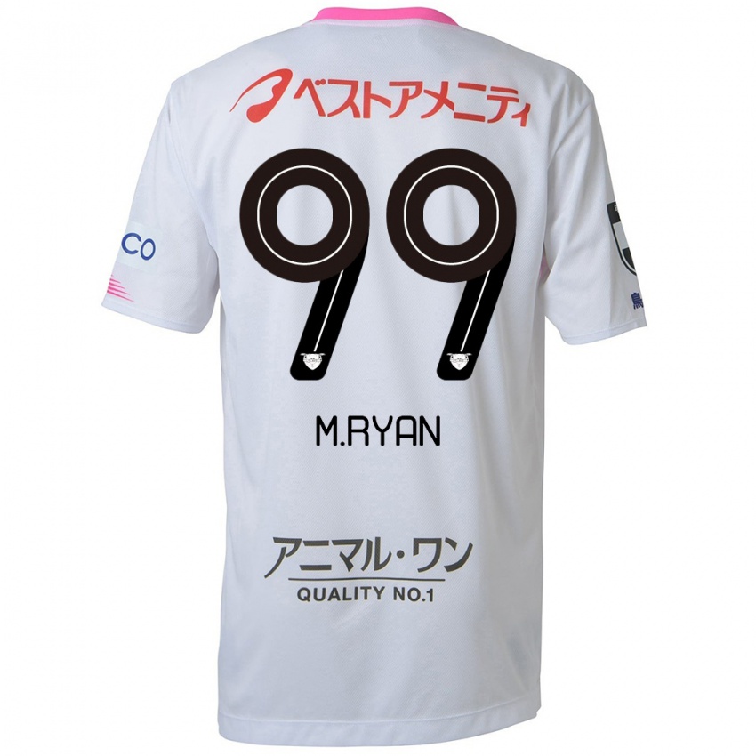 Mænd Marcelo Ryan #99 Hvid Blå Lyserød Udebane Spillertrøjer 2024/25 Trøje T-Shirt