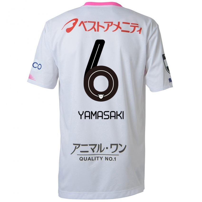 Mænd Haruki Yamasaki #6 Hvid Blå Lyserød Udebane Spillertrøjer 2024/25 Trøje T-Shirt