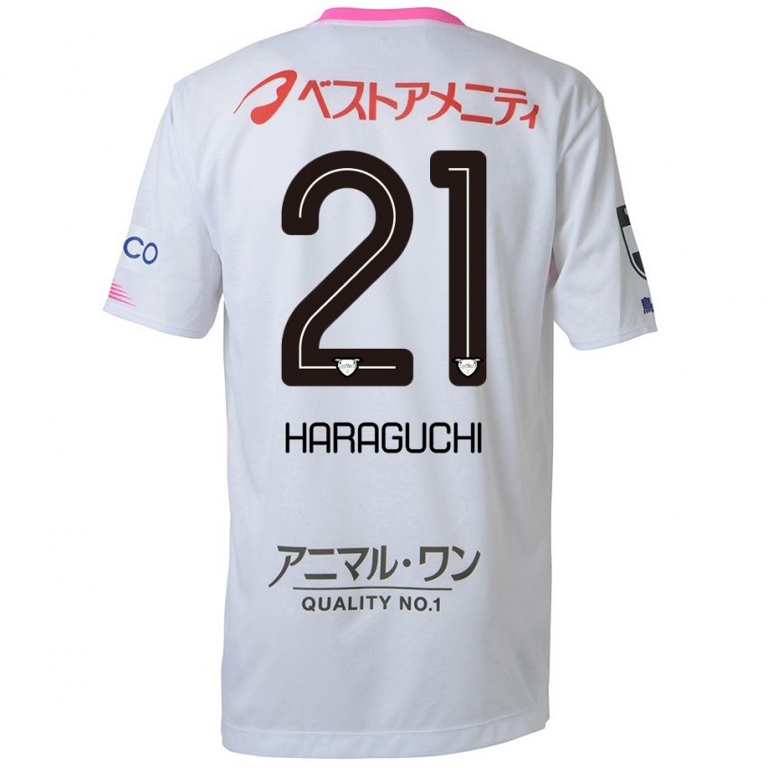 Mænd Konosuke Haraguchi #21 Hvid Blå Lyserød Udebane Spillertrøjer 2024/25 Trøje T-Shirt