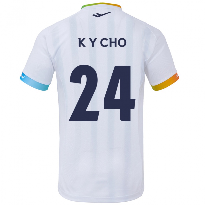 Mænd Young-Kwang Cho #24 Hvid Blå Udebane Spillertrøjer 2024/25 Trøje T-Shirt