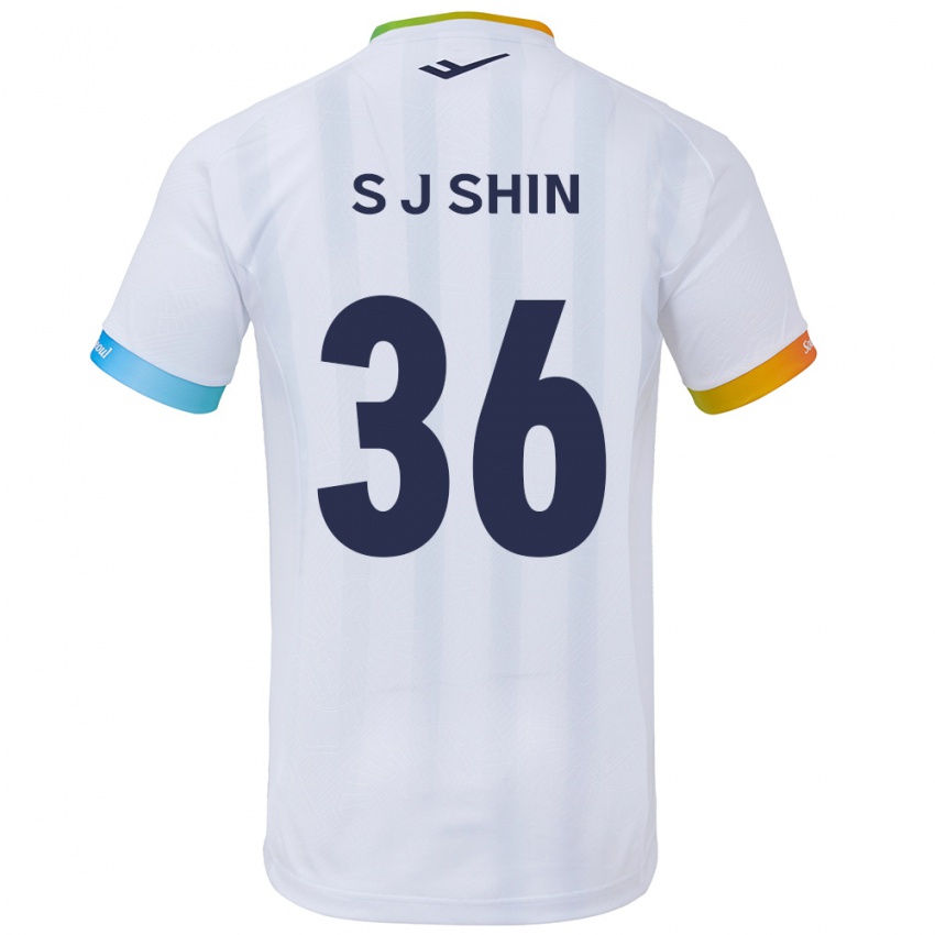 Mænd Ji-Seop Shin #36 Hvid Blå Udebane Spillertrøjer 2024/25 Trøje T-Shirt