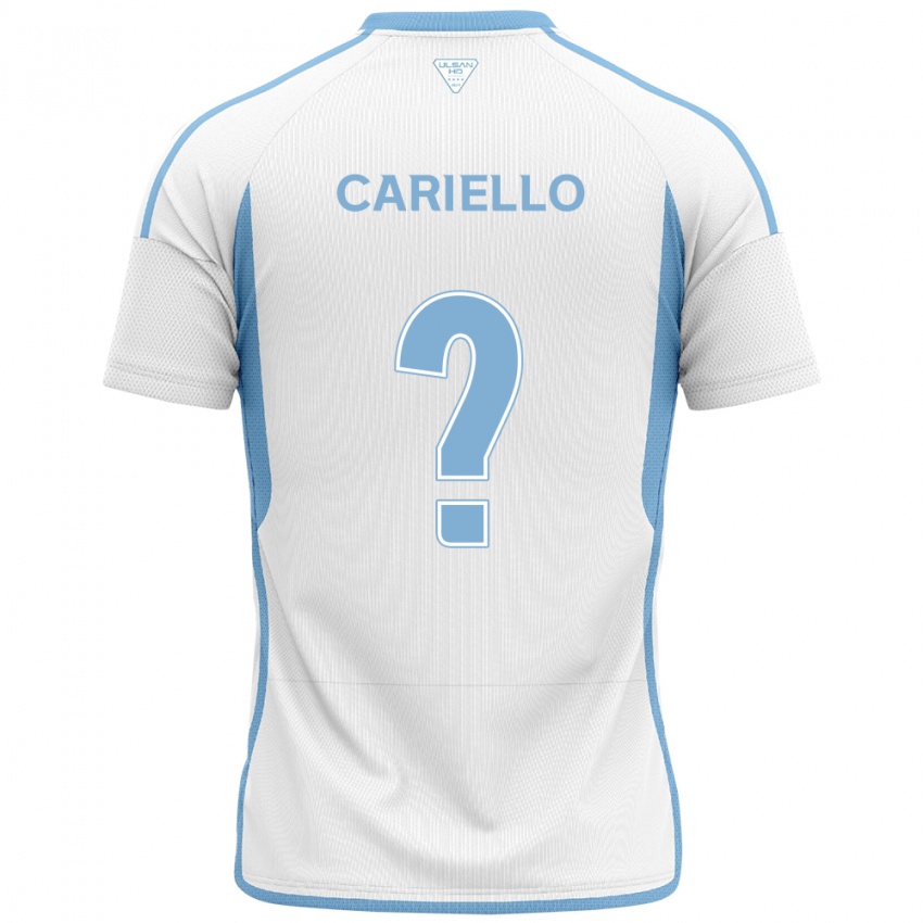 Mænd Yago Cariello #0 Hvid Blå Udebane Spillertrøjer 2024/25 Trøje T-Shirt