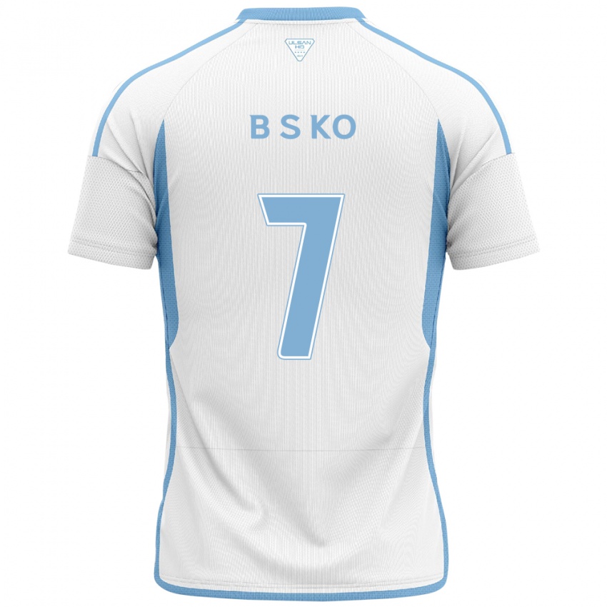 Mænd Seung-Beom Ko #7 Hvid Blå Udebane Spillertrøjer 2024/25 Trøje T-Shirt