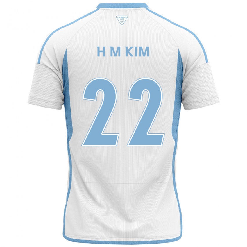 Mænd Min-Hyuk Kim #22 Hvid Blå Udebane Spillertrøjer 2024/25 Trøje T-Shirt