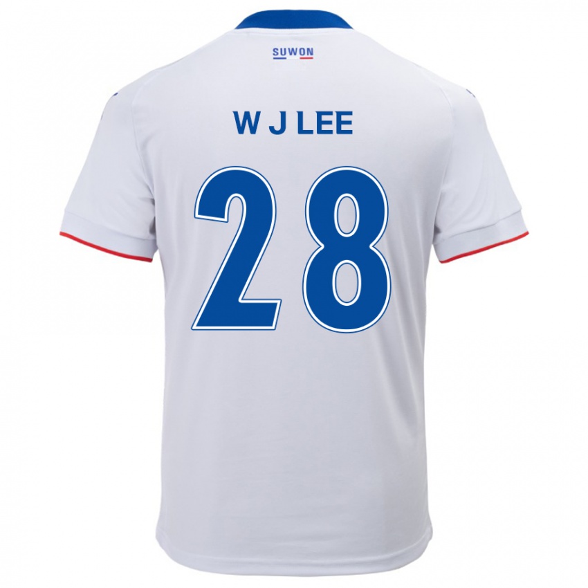 Mænd Jun-Woo Lee #28 Hvid Blå Udebane Spillertrøjer 2024/25 Trøje T-Shirt