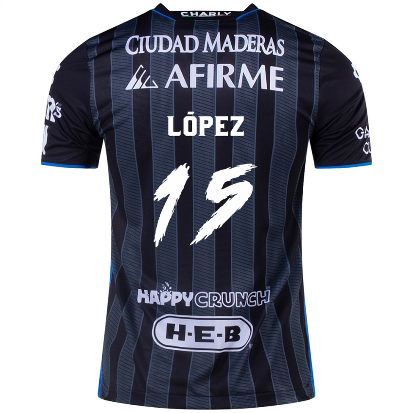 Mænd Victor Lopez #15 Hvid Sort Udebane Spillertrøjer 2024/25 Trøje T-Shirt