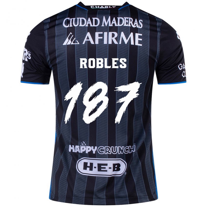 Mænd Juan Robles #187 Hvid Sort Udebane Spillertrøjer 2024/25 Trøje T-Shirt