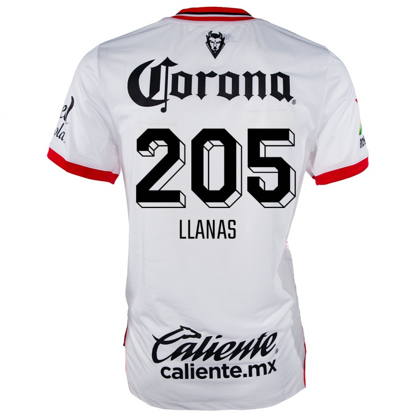 Mænd Emmanuel Llanas #205 Hvid Rød Udebane Spillertrøjer 2024/25 Trøje T-Shirt