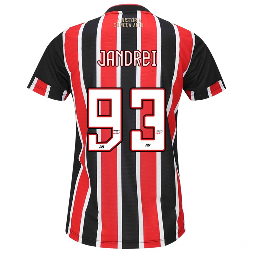 Kvinder Jandrei #93 Sort Rød Hvid Udebane Spillertrøjer 2024/25 Trøje T-Shirt