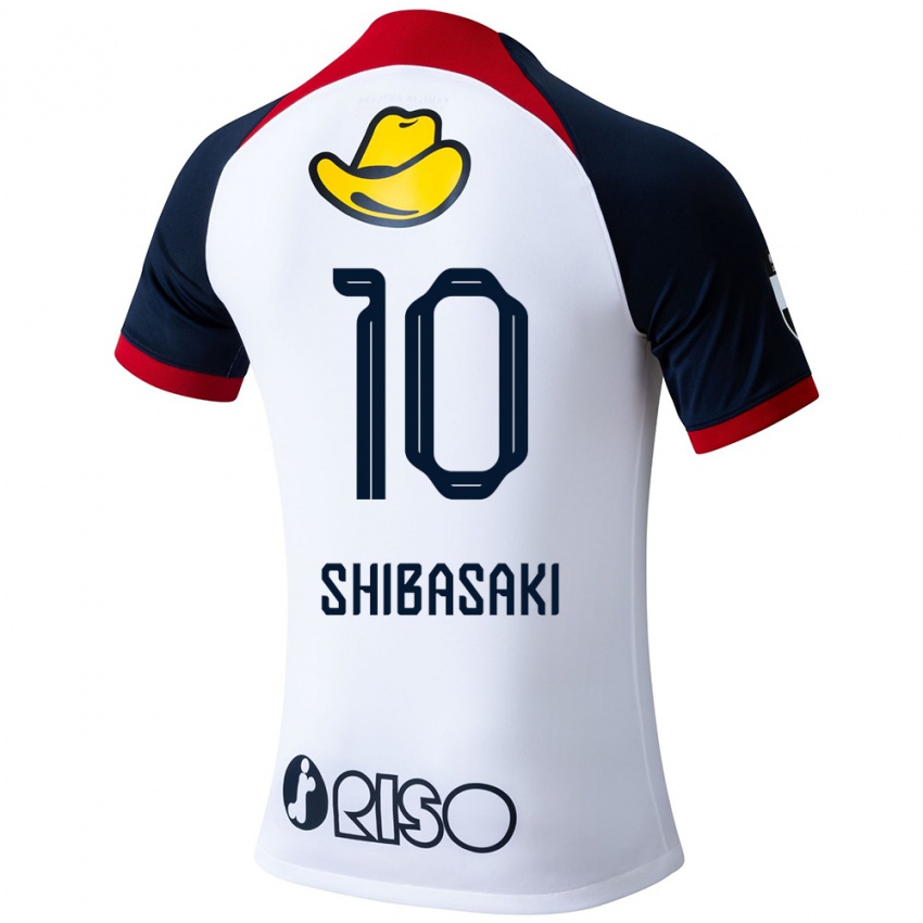 Kvinder Gaku Shibasaki #10 Hvid Blå Rød Udebane Spillertrøjer 2024/25 Trøje T-Shirt