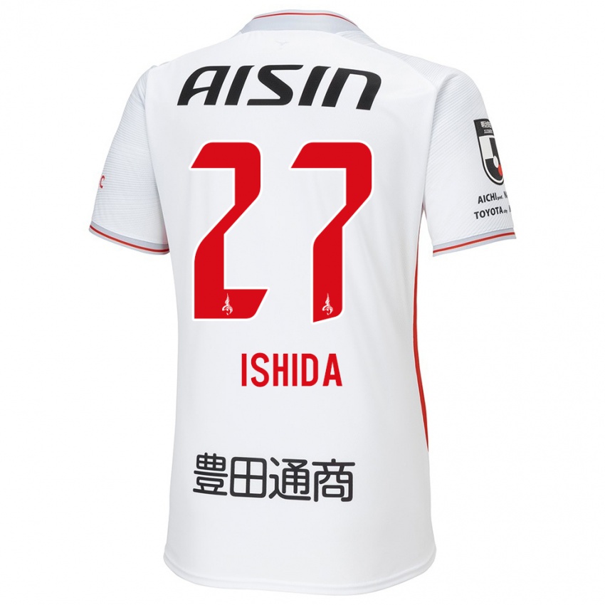 Kvinder Kakeru Ishida #27 Hvid Gul Rød Udebane Spillertrøjer 2024/25 Trøje T-Shirt