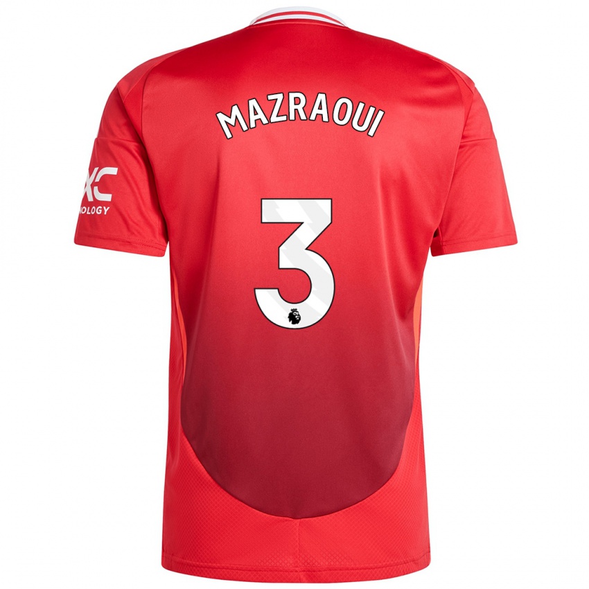 Børn Noussair Mazraoui #3 Lyse Rødt Hjemmebane Spillertrøjer 2024/25 Trøje T-Shirt