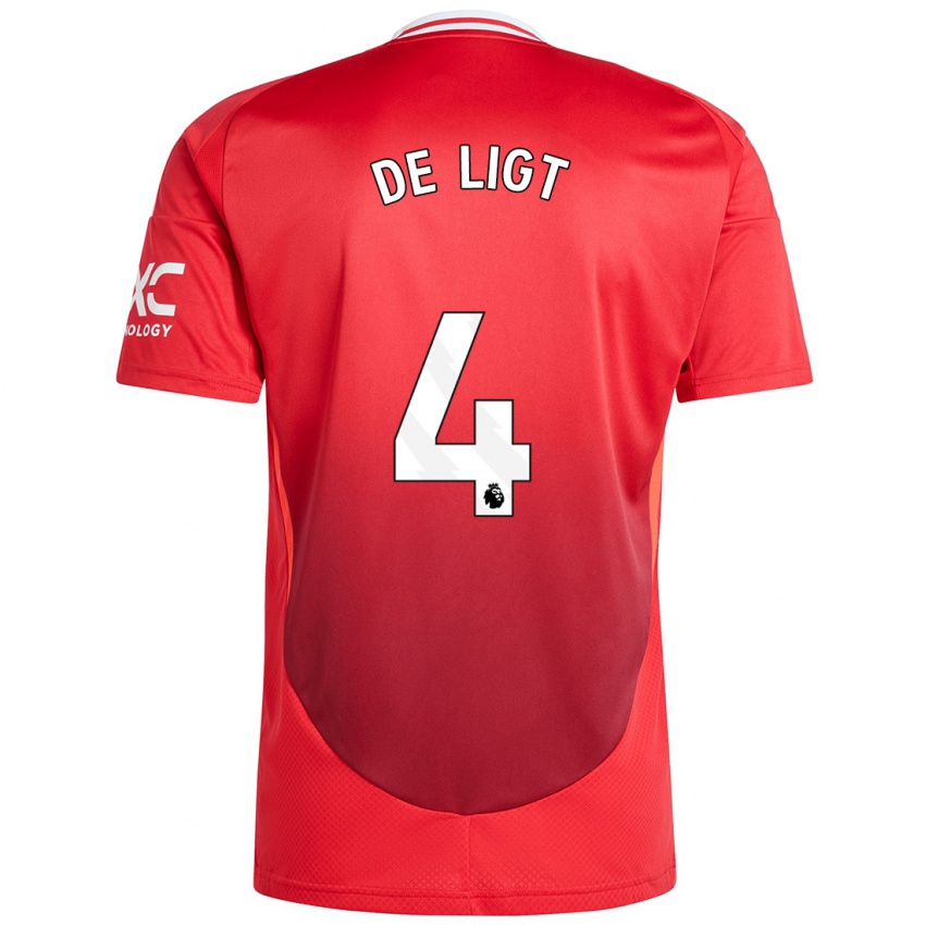 Børn Matthijs De Ligt #4 Lyse Rødt Hjemmebane Spillertrøjer 2024/25 Trøje T-Shirt