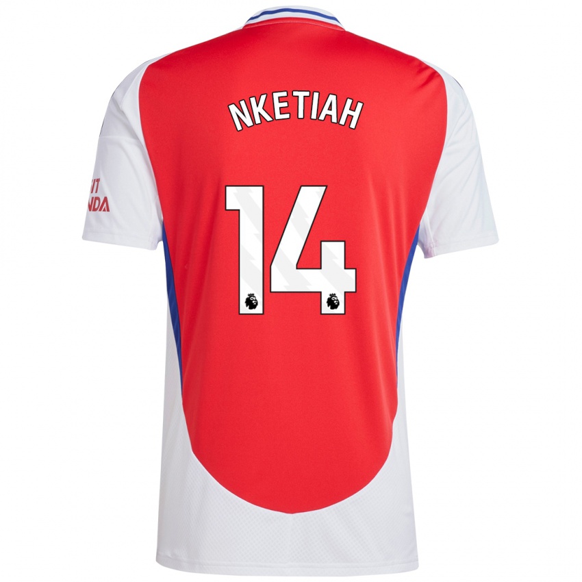 Børn Eddie Nketiah #14 Rød Hvid Hjemmebane Spillertrøjer 2024/25 Trøje T-Shirt