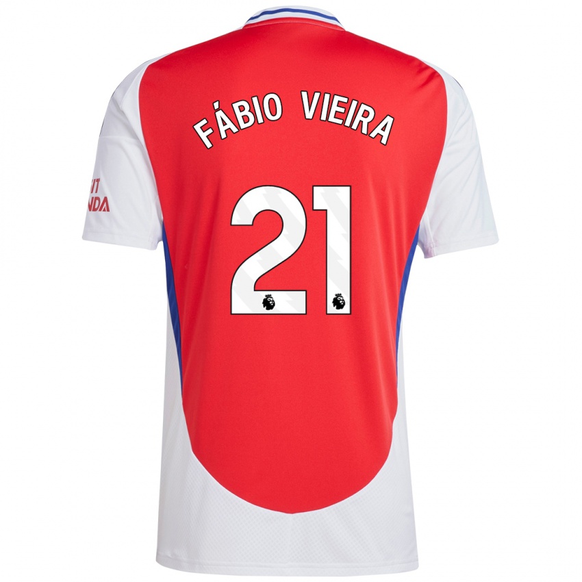 Børn Fabio Vieira #21 Rød Hvid Hjemmebane Spillertrøjer 2024/25 Trøje T-Shirt