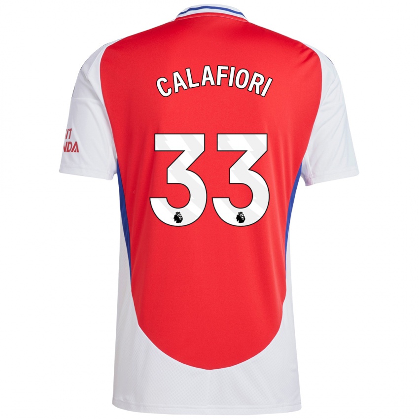 Børn Riccardo Calafiori #33 Rød Hvid Hjemmebane Spillertrøjer 2024/25 Trøje T-Shirt