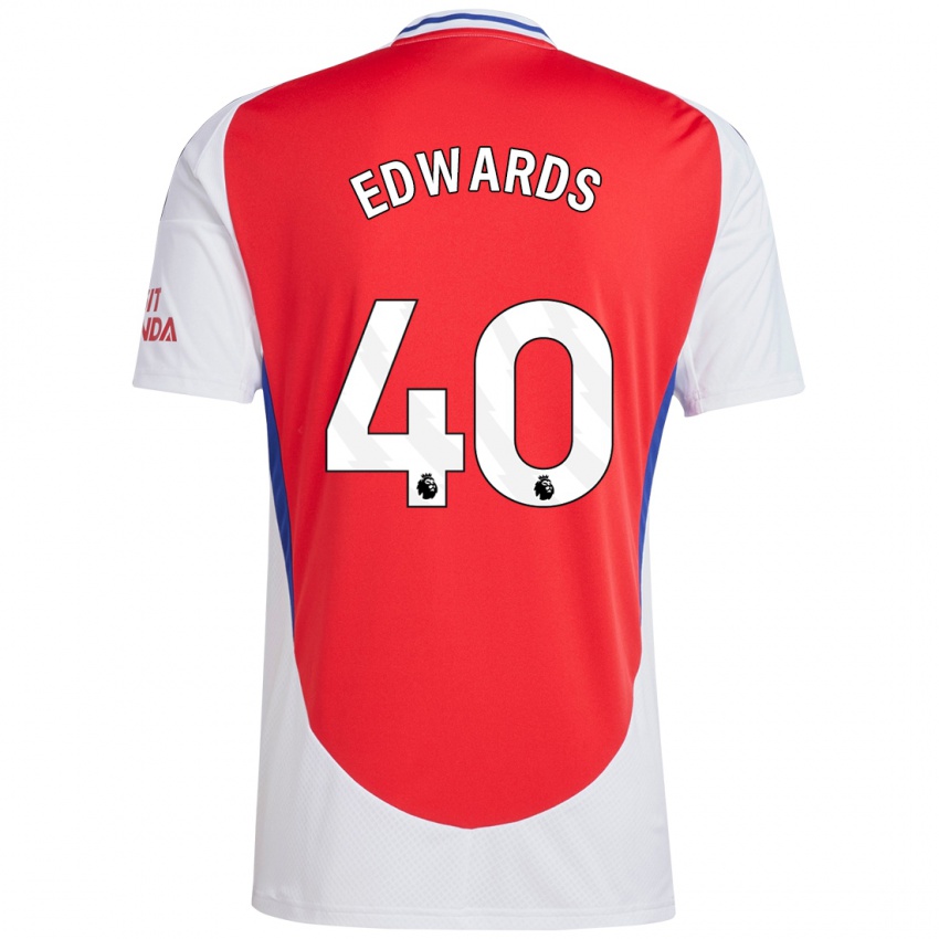 Børn Khayon Edwards #40 Rød Hvid Hjemmebane Spillertrøjer 2024/25 Trøje T-Shirt