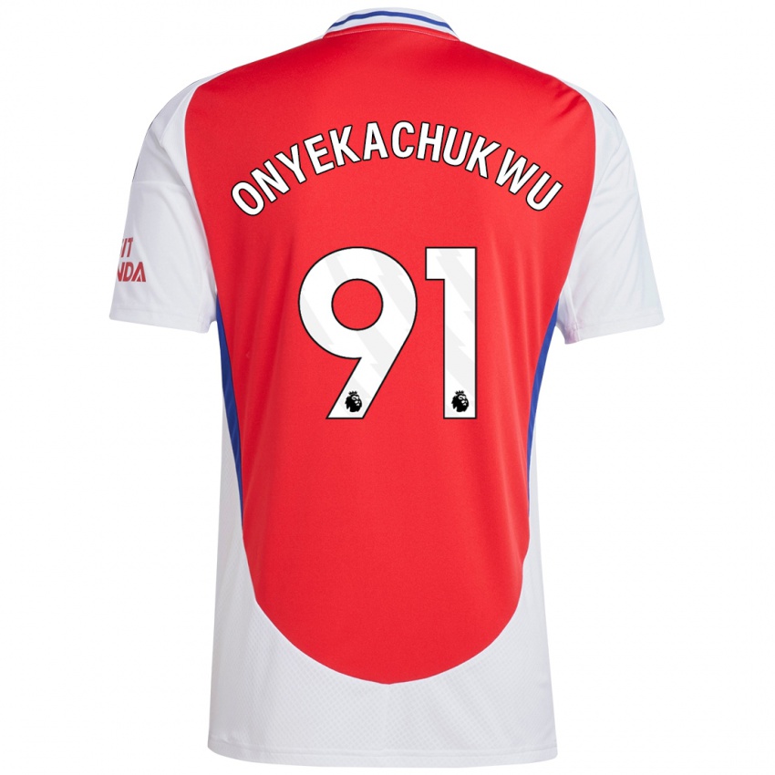 Børn Samuel Onyekachukwu #91 Rød Hvid Hjemmebane Spillertrøjer 2024/25 Trøje T-Shirt