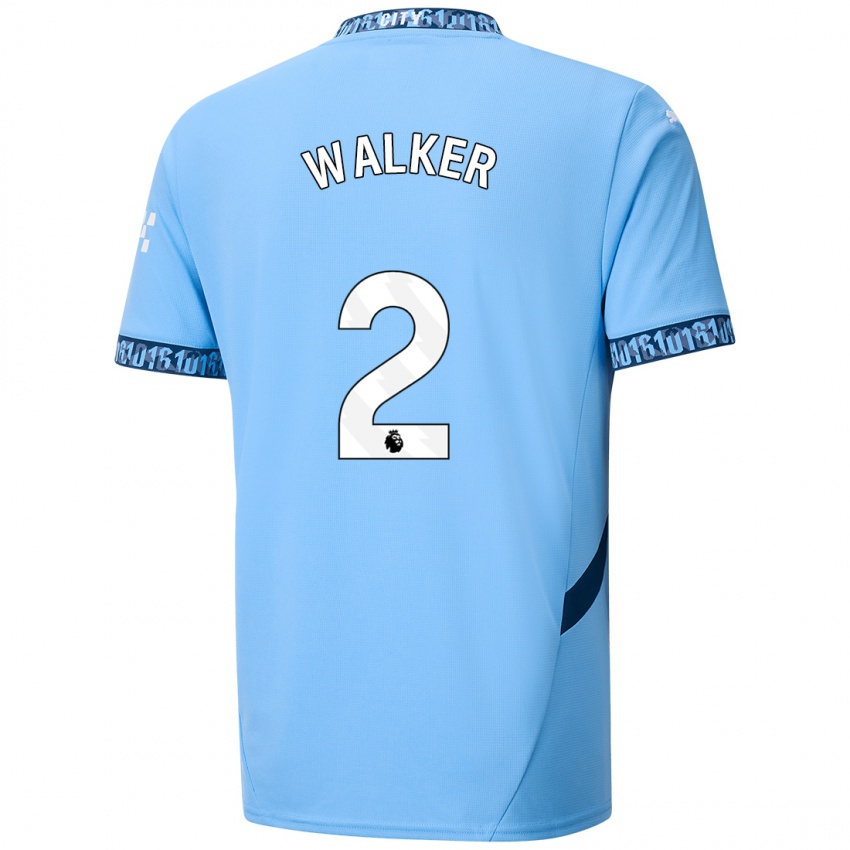 Børn Kyle Walker #2 Marineblå Hjemmebane Spillertrøjer 2024/25 Trøje T-Shirt