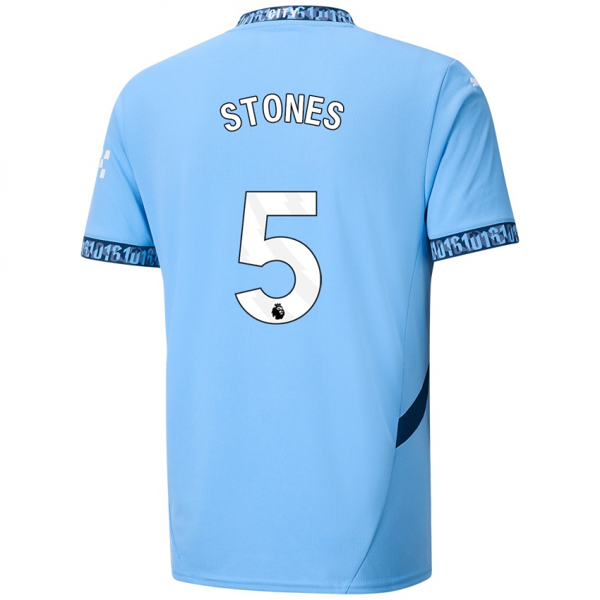 Børn John Stones #5 Marineblå Hjemmebane Spillertrøjer 2024/25 Trøje T-Shirt