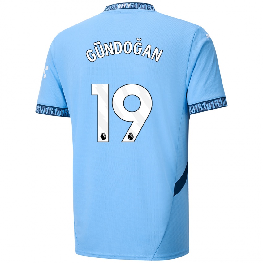 Børn Ilkay Gundogan #19 Marineblå Hjemmebane Spillertrøjer 2024/25 Trøje T-Shirt