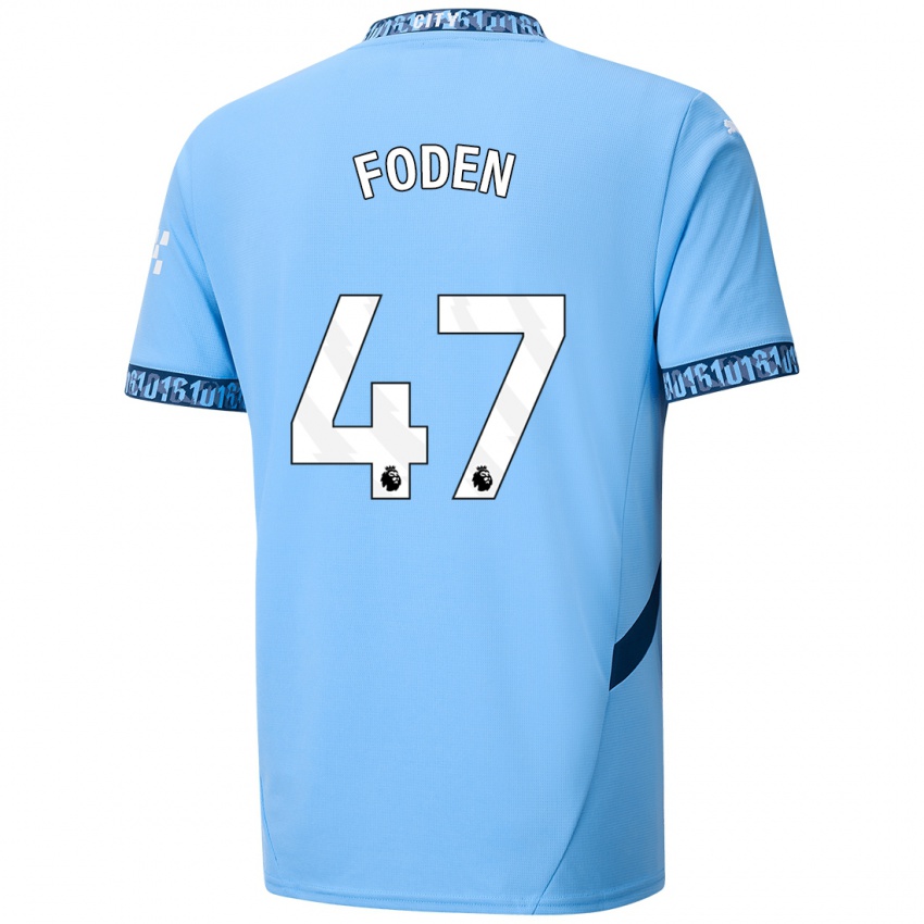 Børn Phil Foden #47 Marineblå Hjemmebane Spillertrøjer 2024/25 Trøje T-Shirt