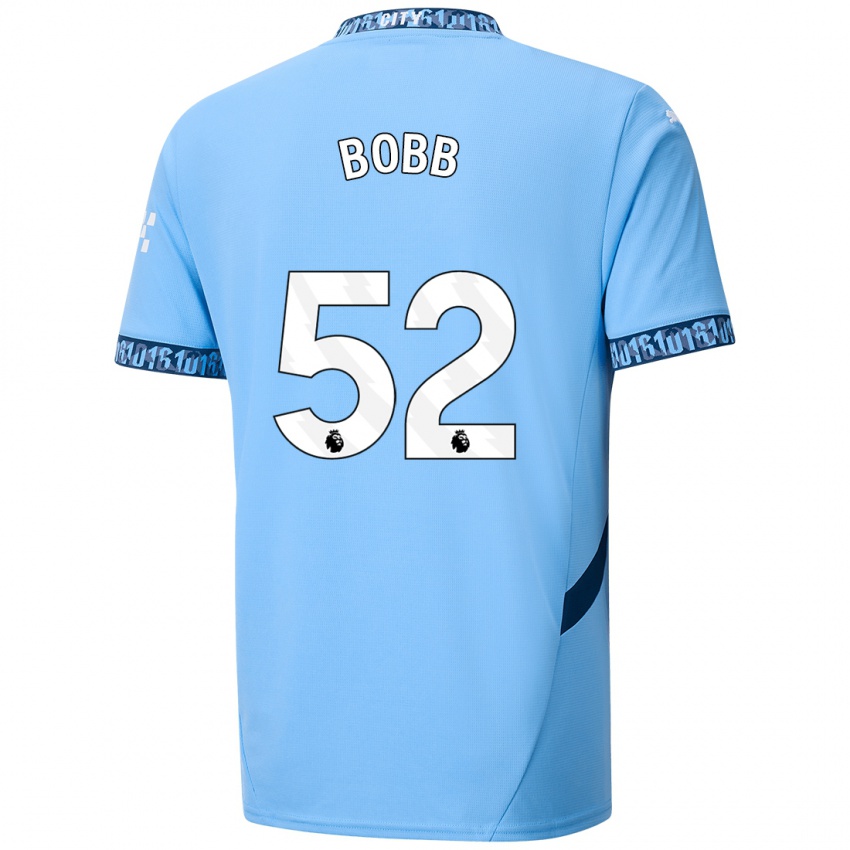 Børn Oscar Bobb #52 Marineblå Hjemmebane Spillertrøjer 2024/25 Trøje T-Shirt