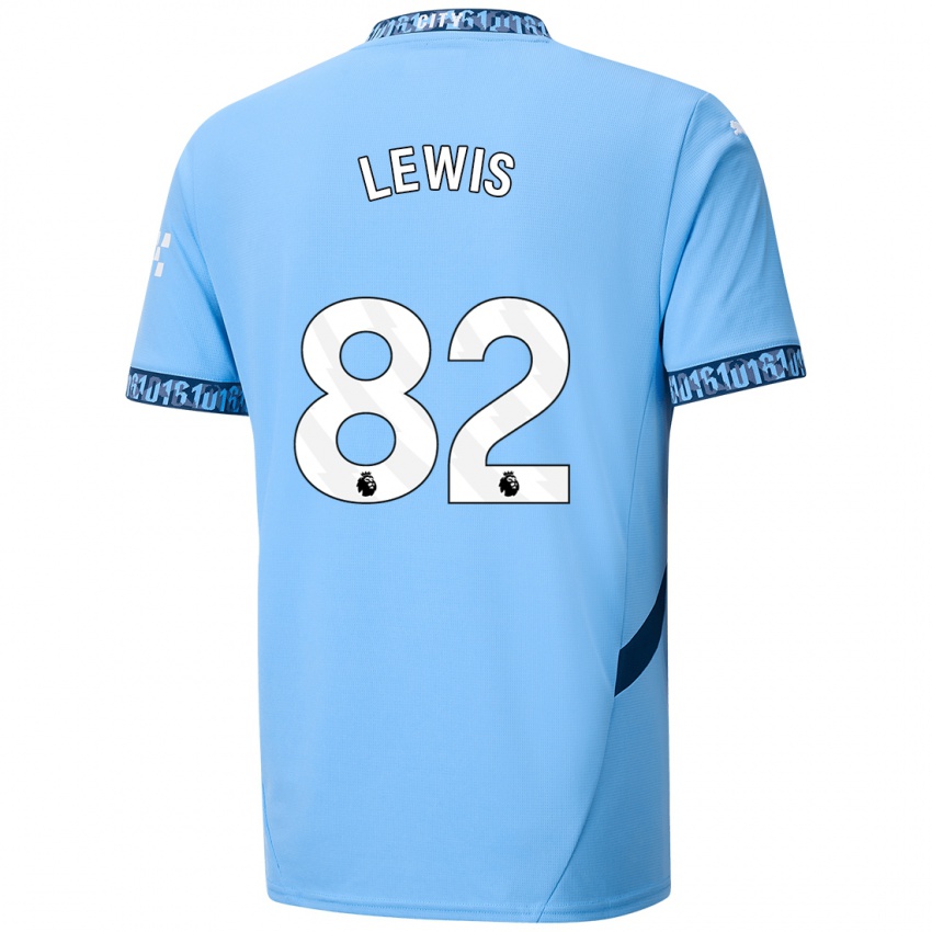 Børn Rico Lewis #82 Marineblå Hjemmebane Spillertrøjer 2024/25 Trøje T-Shirt