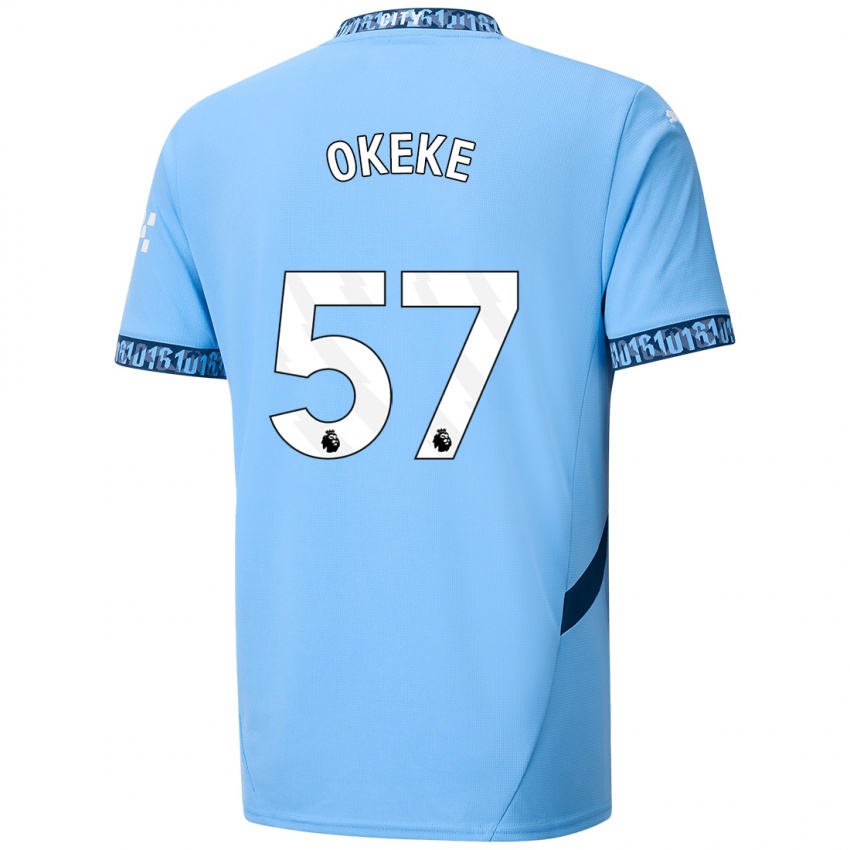 Børn Michael Okeke #57 Marineblå Hjemmebane Spillertrøjer 2024/25 Trøje T-Shirt