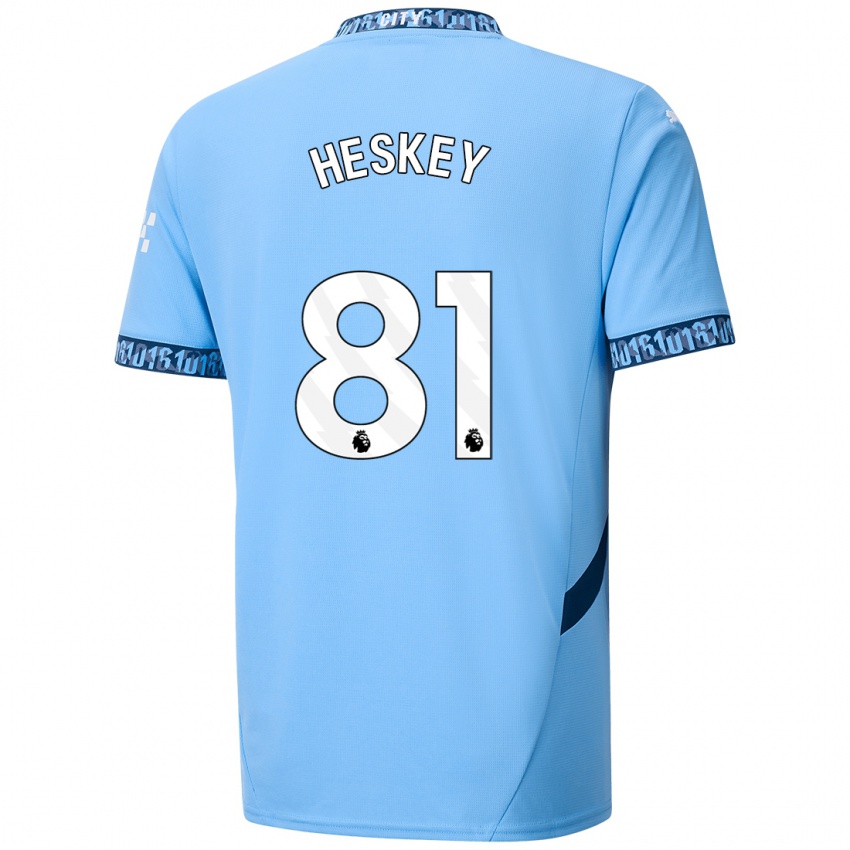 Børn Jaden Heskey #81 Marineblå Hjemmebane Spillertrøjer 2024/25 Trøje T-Shirt