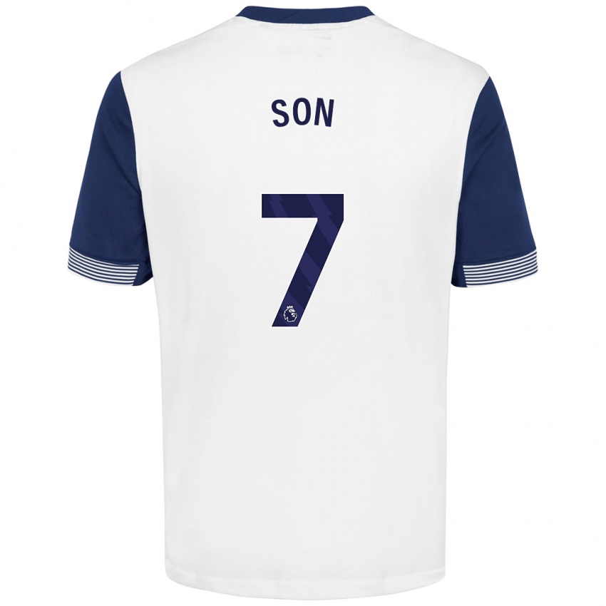 Børn Heung-Min Son #7 Hvid Blå Hjemmebane Spillertrøjer 2024/25 Trøje T-Shirt