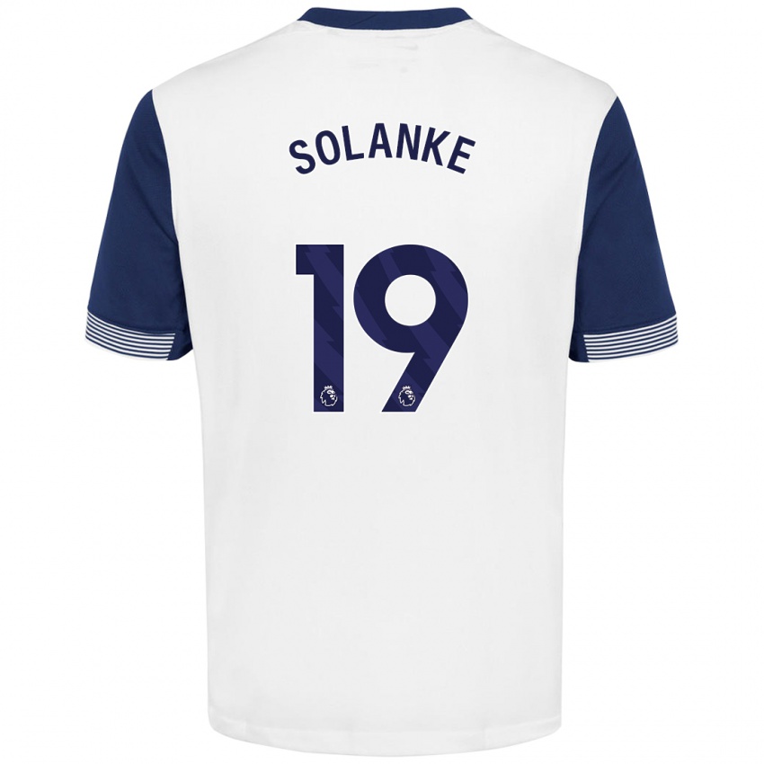 Børn Dominic Solanke #19 Hvid Blå Hjemmebane Spillertrøjer 2024/25 Trøje T-Shirt