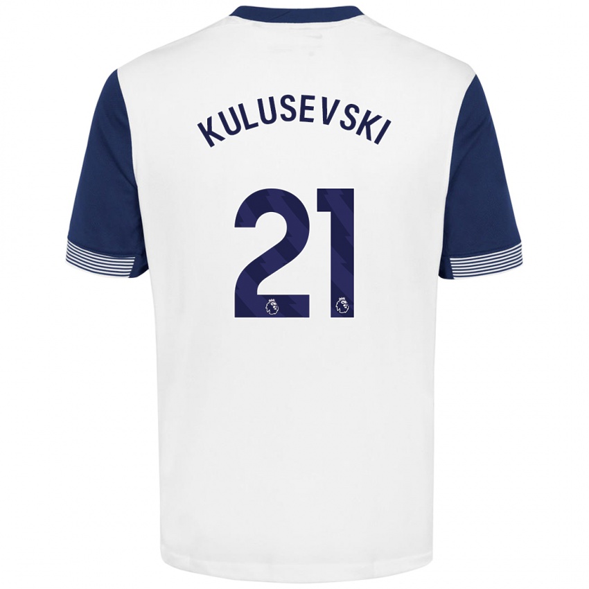 Børn Dejan Kulusevski #21 Hvid Blå Hjemmebane Spillertrøjer 2024/25 Trøje T-Shirt