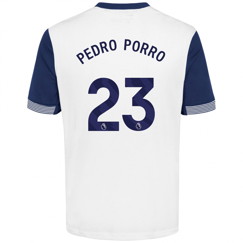 Børn Pedro Porro #23 Hvid Blå Hjemmebane Spillertrøjer 2024/25 Trøje T-Shirt