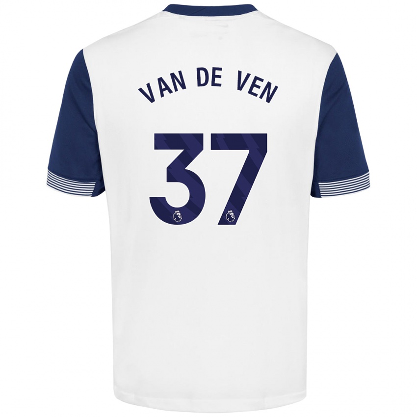 Børn Micky Van De Ven #37 Hvid Blå Hjemmebane Spillertrøjer 2024/25 Trøje T-Shirt