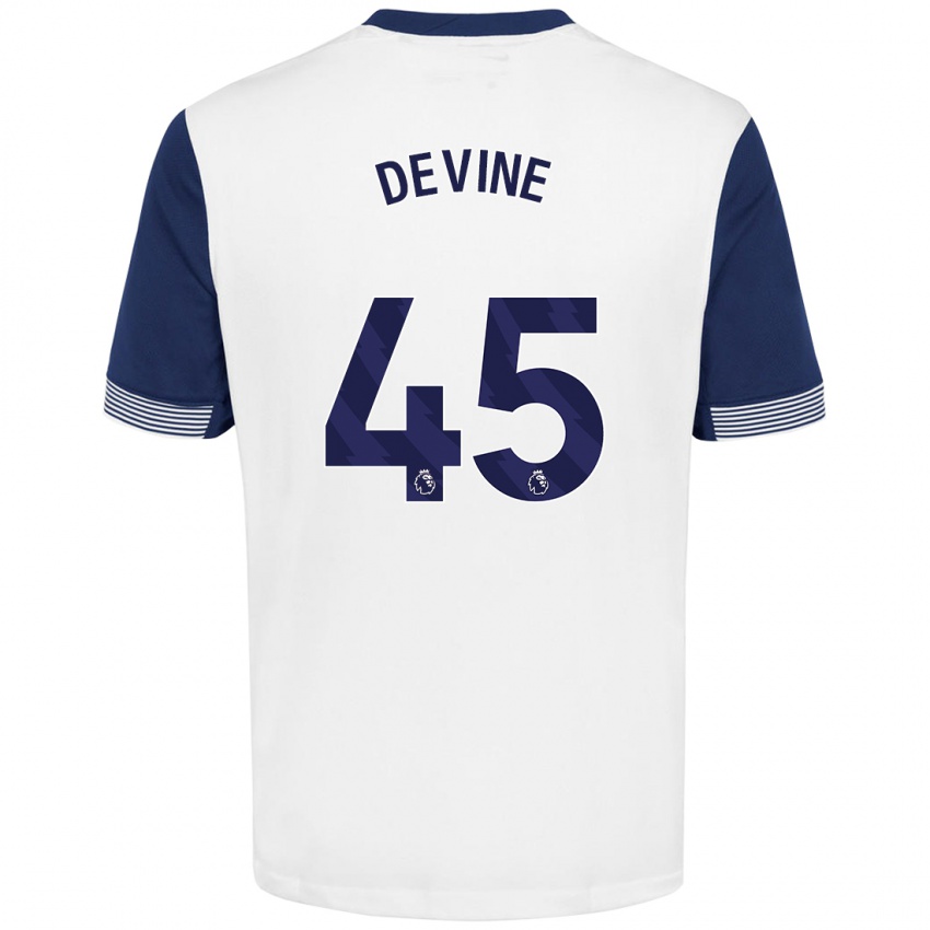 Børn Alfie Devine #45 Hvid Blå Hjemmebane Spillertrøjer 2024/25 Trøje T-Shirt