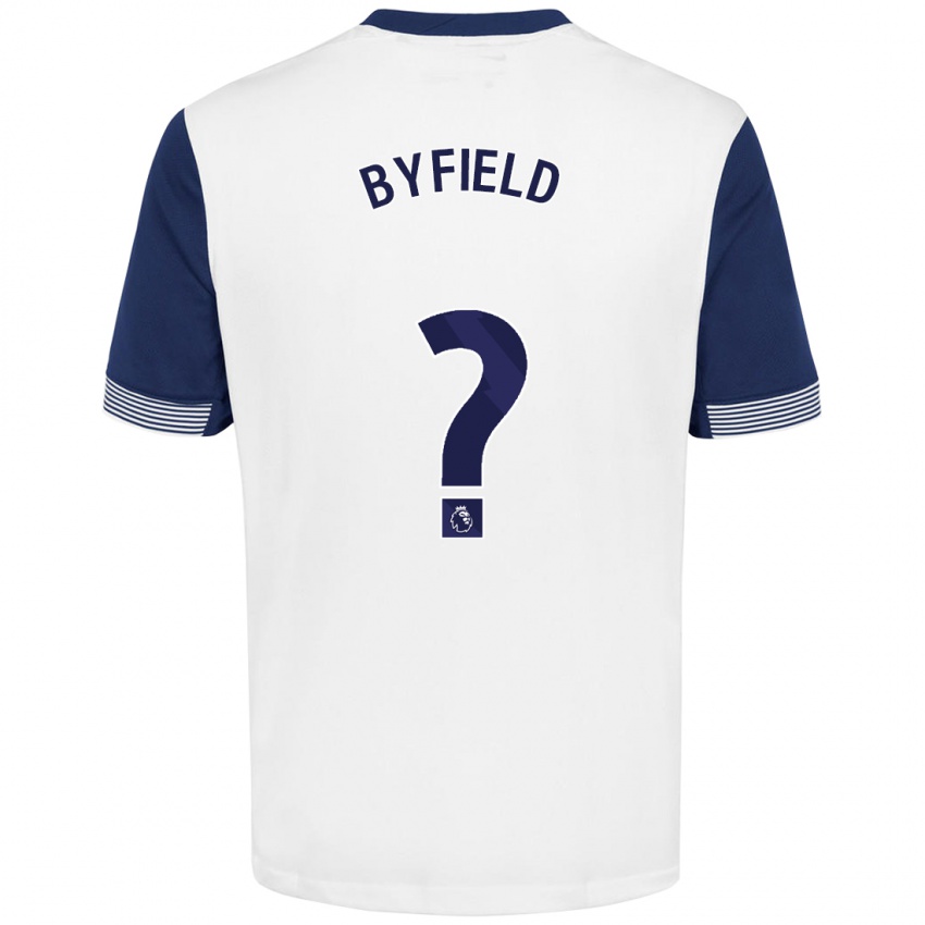 Børn Jun'ai Byfield #0 Hvid Blå Hjemmebane Spillertrøjer 2024/25 Trøje T-Shirt