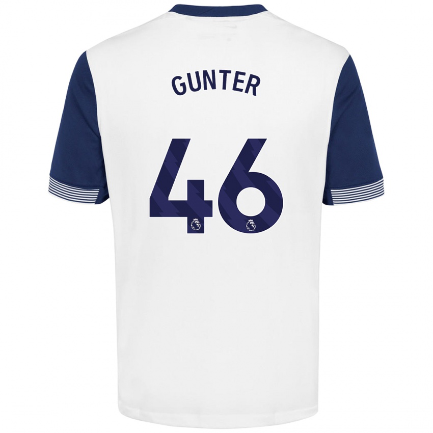 Børn Luca Gunter #46 Hvid Blå Hjemmebane Spillertrøjer 2024/25 Trøje T-Shirt