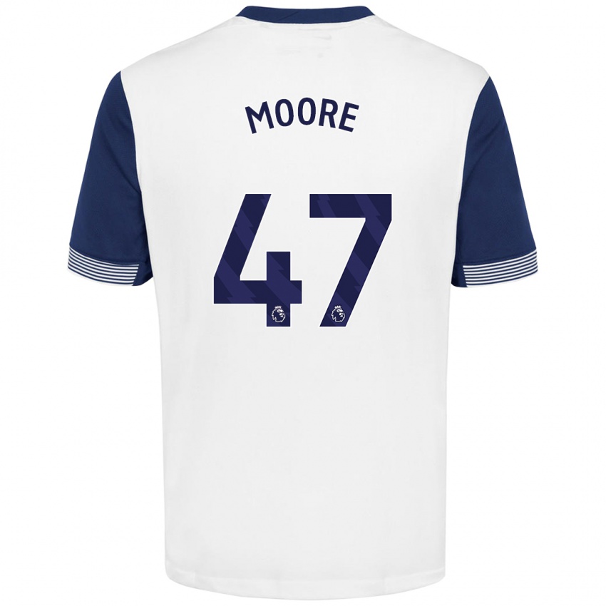 Børn Mikey Moore #47 Hvid Blå Hjemmebane Spillertrøjer 2024/25 Trøje T-Shirt