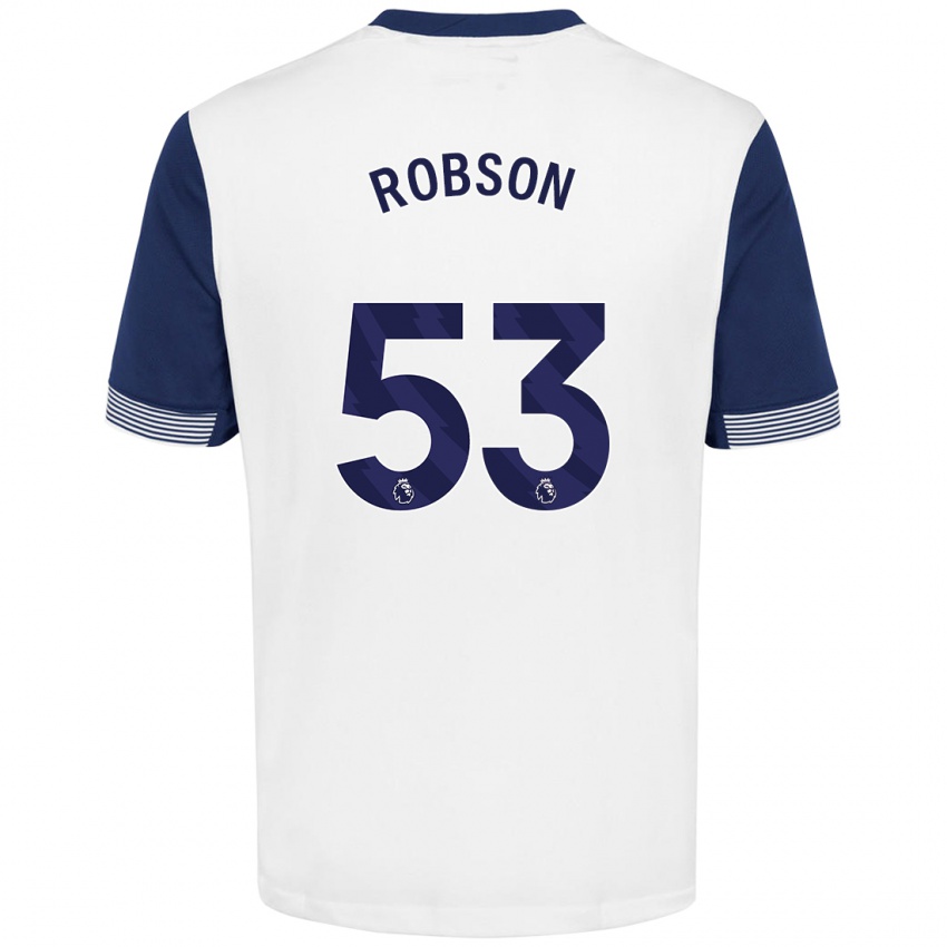 Børn Max Robson #53 Hvid Blå Hjemmebane Spillertrøjer 2024/25 Trøje T-Shirt