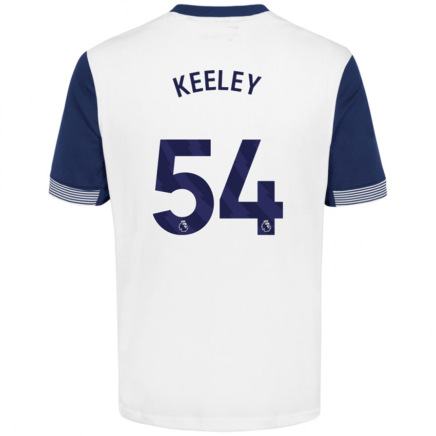 Børn Josh Keeley #54 Hvid Blå Hjemmebane Spillertrøjer 2024/25 Trøje T-Shirt