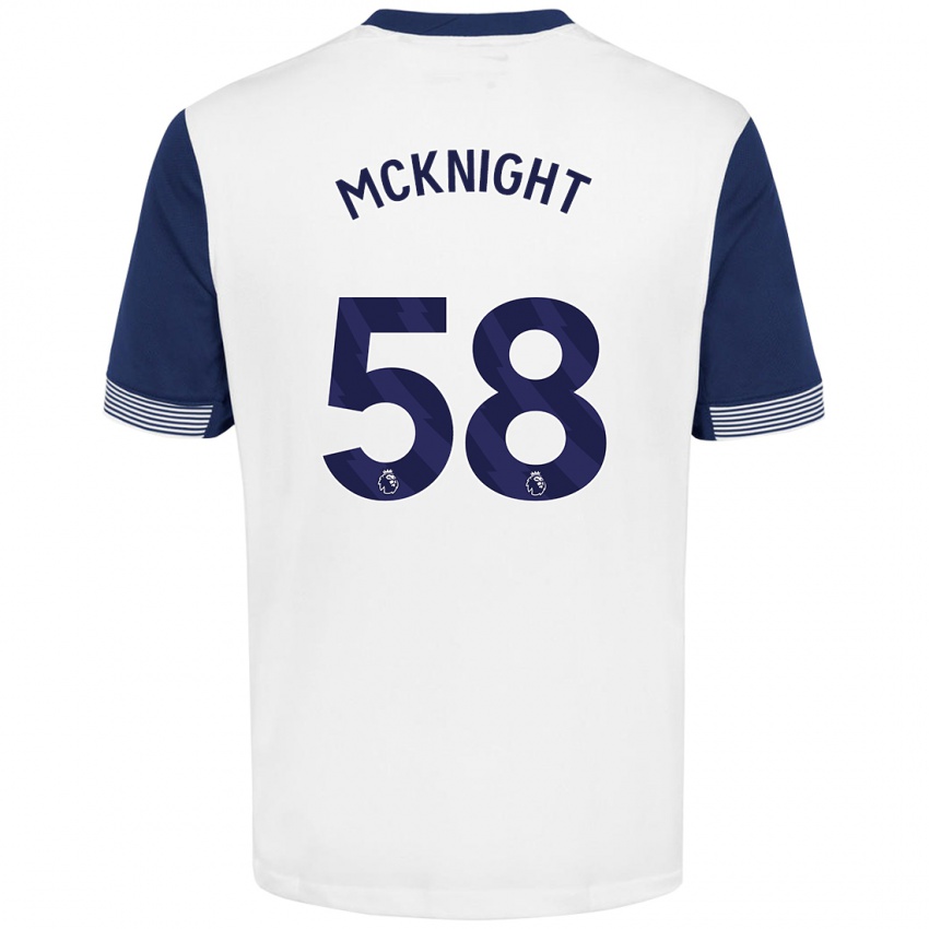 Børn Maxwell Mcknight #58 Hvid Blå Hjemmebane Spillertrøjer 2024/25 Trøje T-Shirt