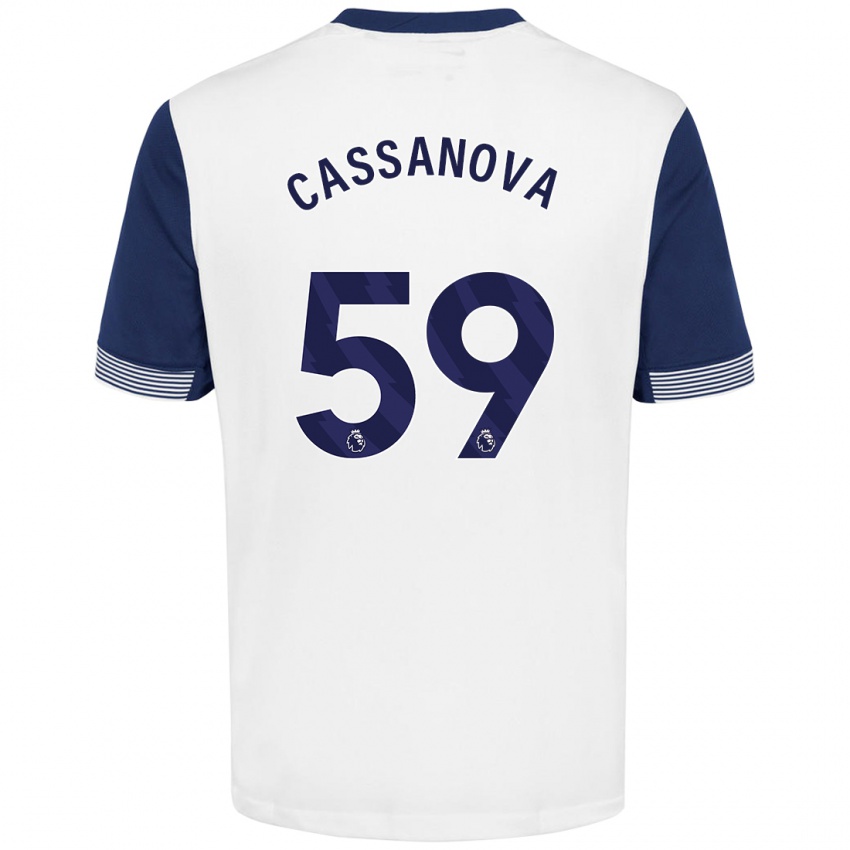 Børn Dante Cassanova #59 Hvid Blå Hjemmebane Spillertrøjer 2024/25 Trøje T-Shirt